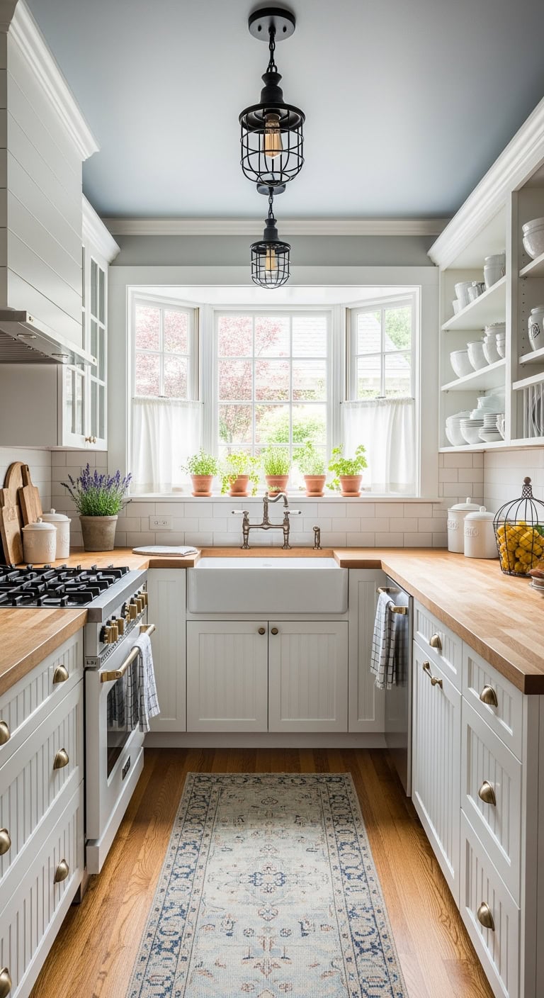 garden window farmhouse galley makeover