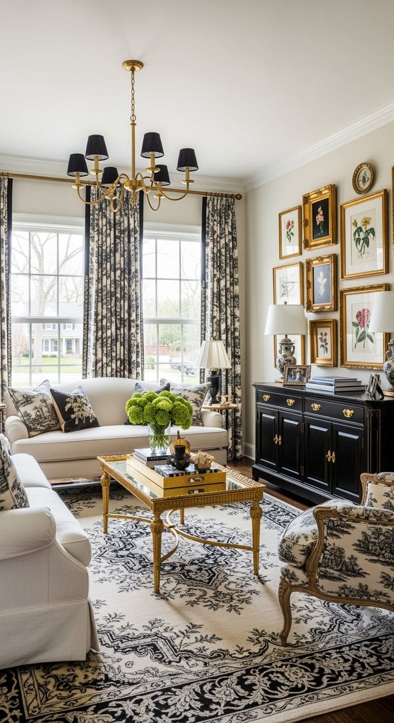 gilded toile french salon