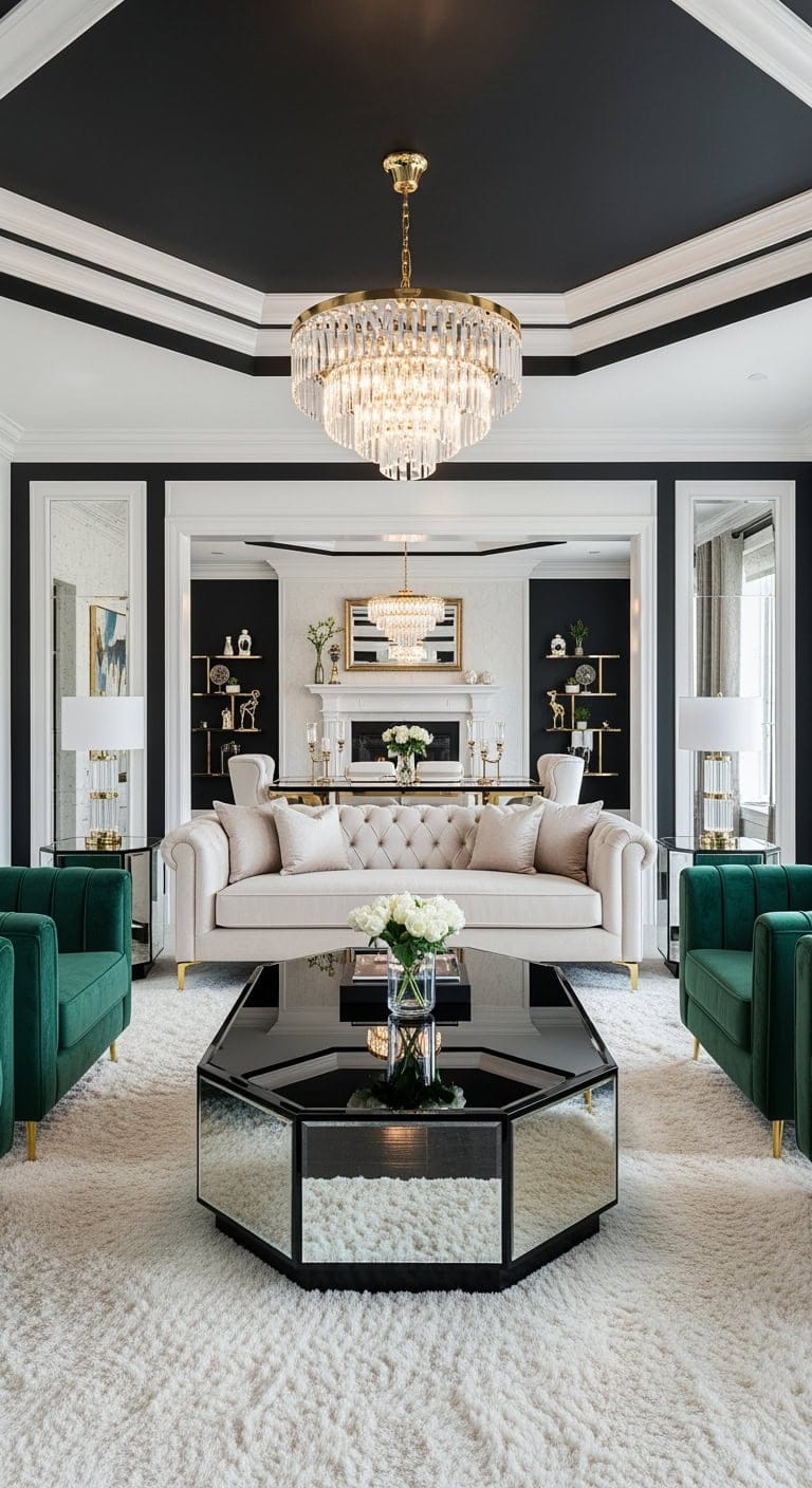 glamorous black glass centerpiece