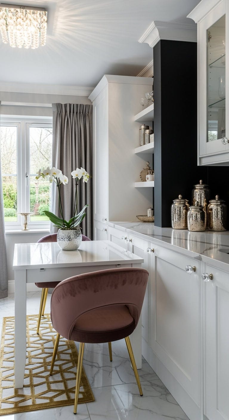 glamorous lacquered white dining