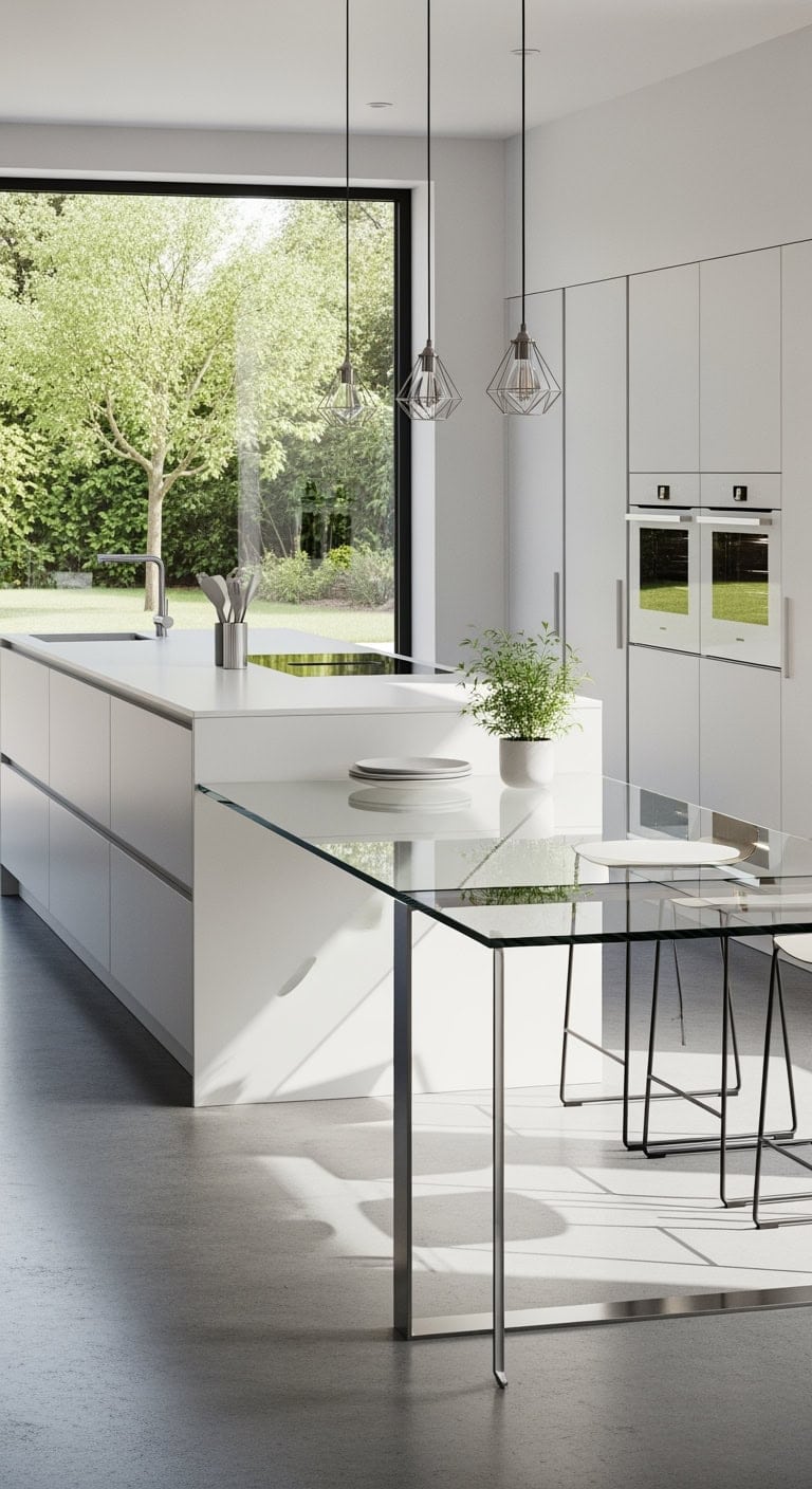 glass countertop powered space saver