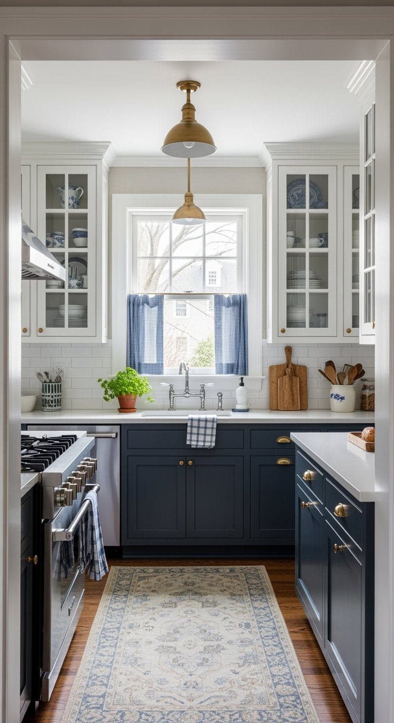 glass front colonial kitchen styling