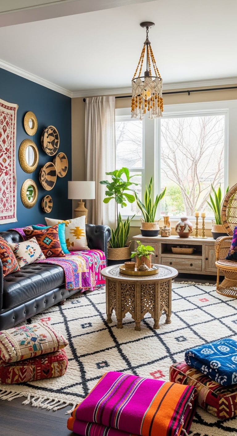 global inspired layered leather living