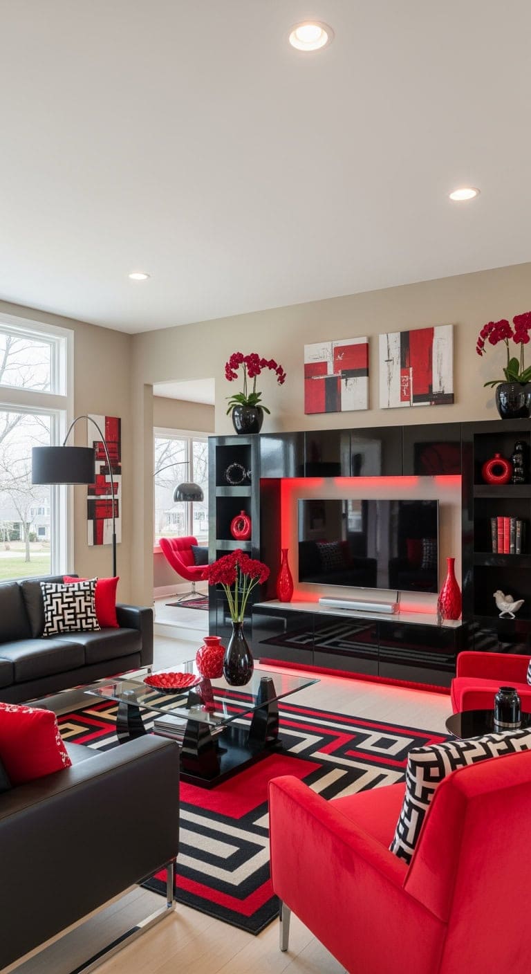 glossy black entertainment center