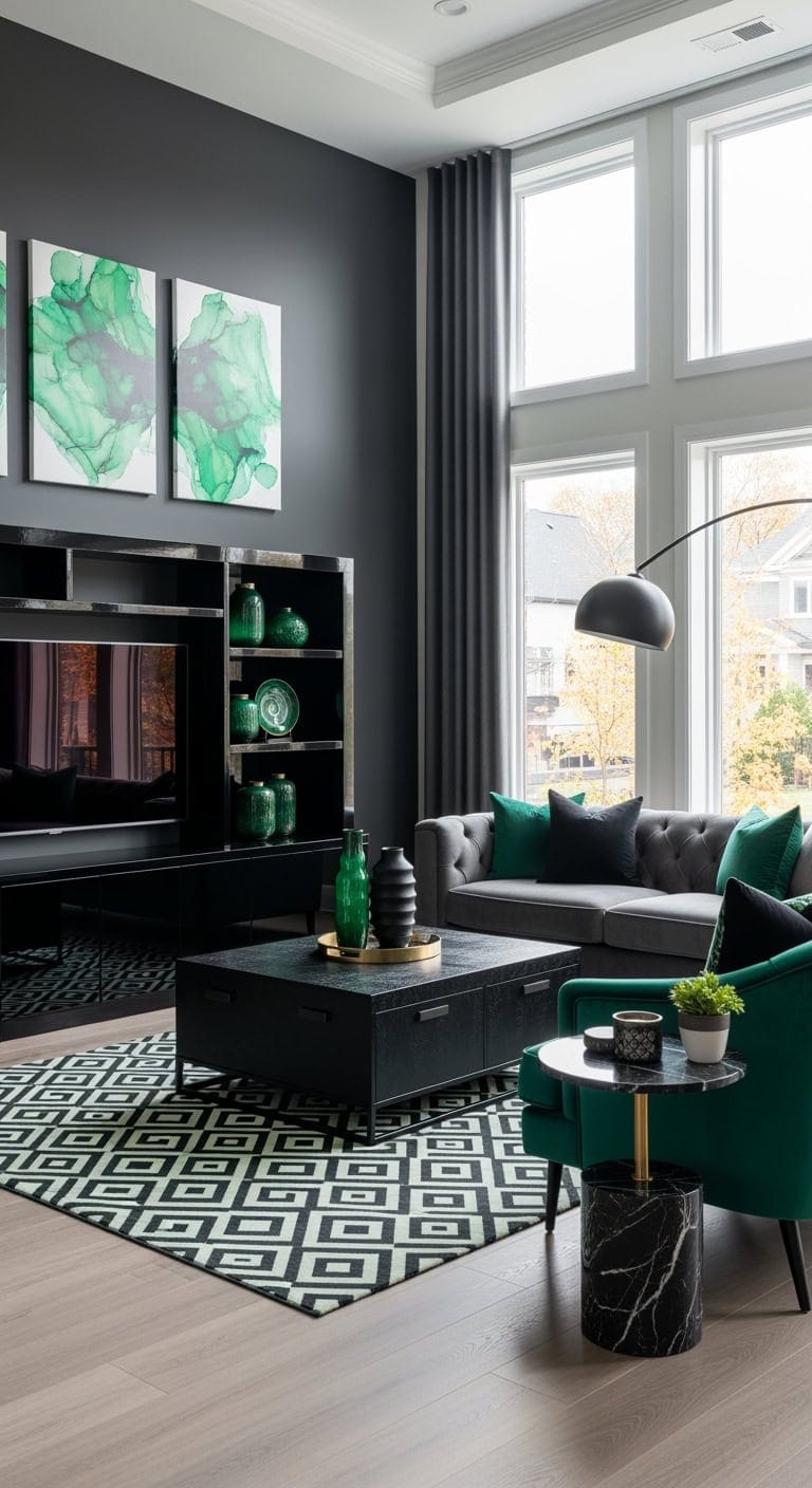 glossy black entertainment center