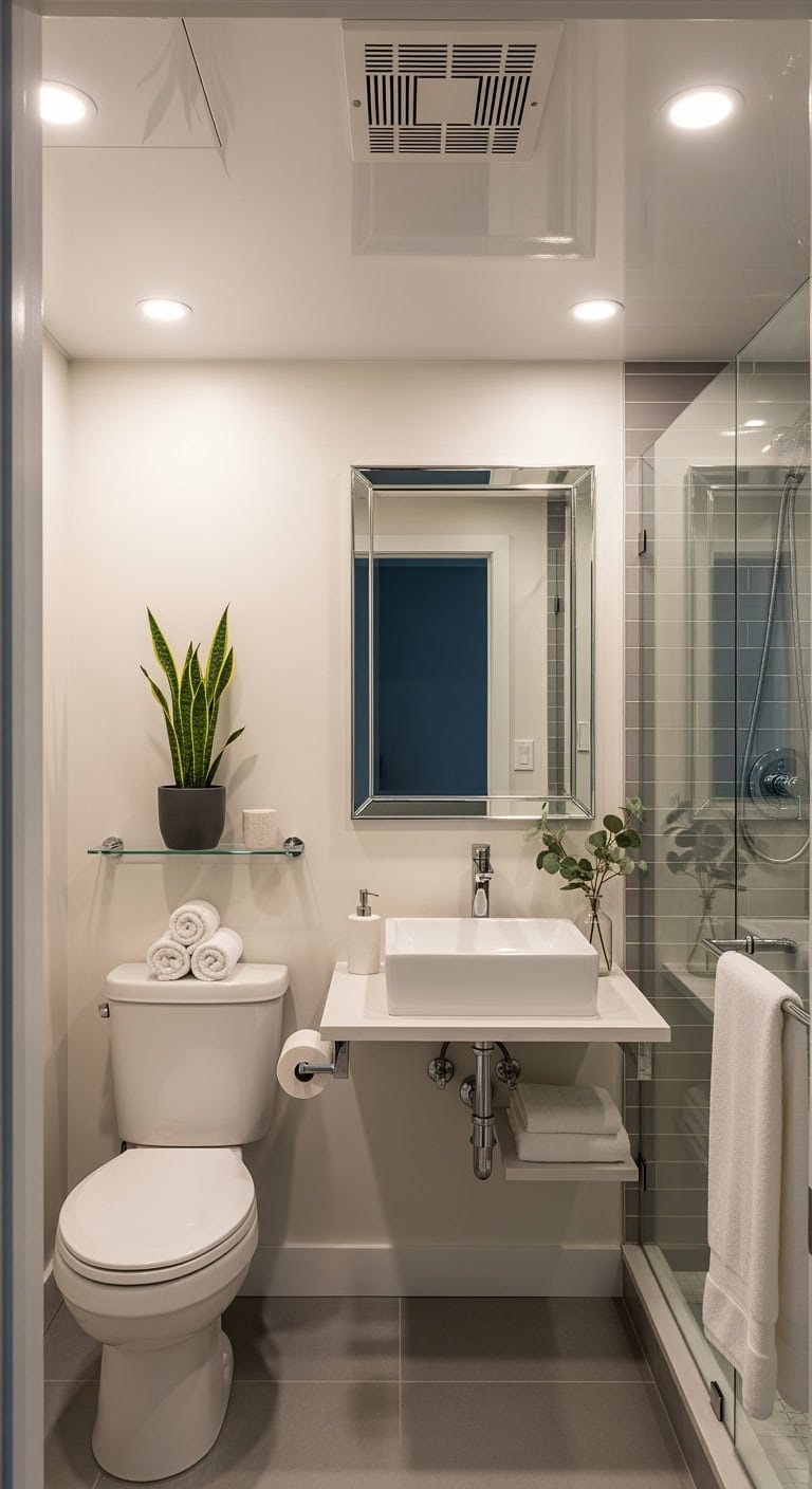 glossy panels brighten small bathrooms