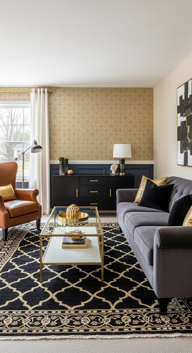 gold geometric transitional glam