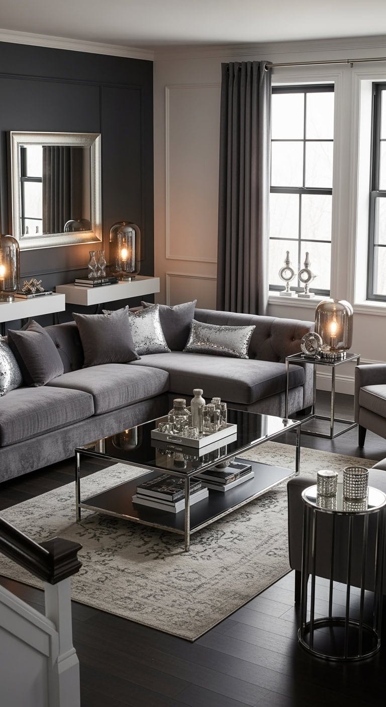 graphite sectional with silver