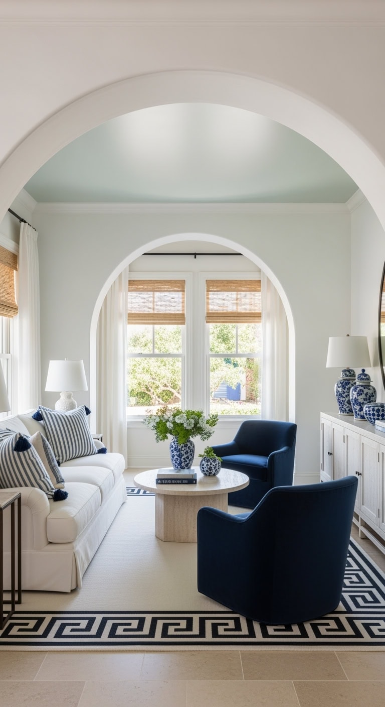 greek key arched coastal elegance
