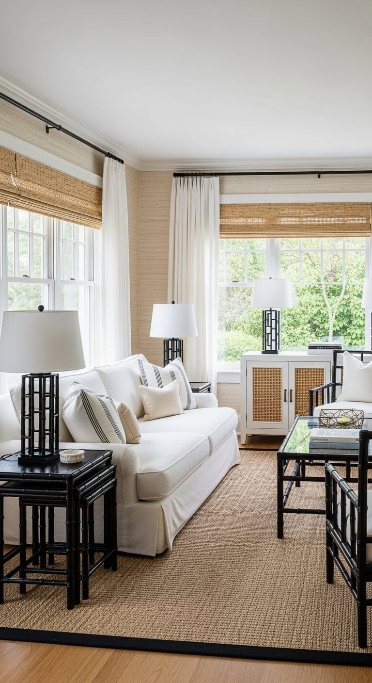 hamptons bali cream black bamboo