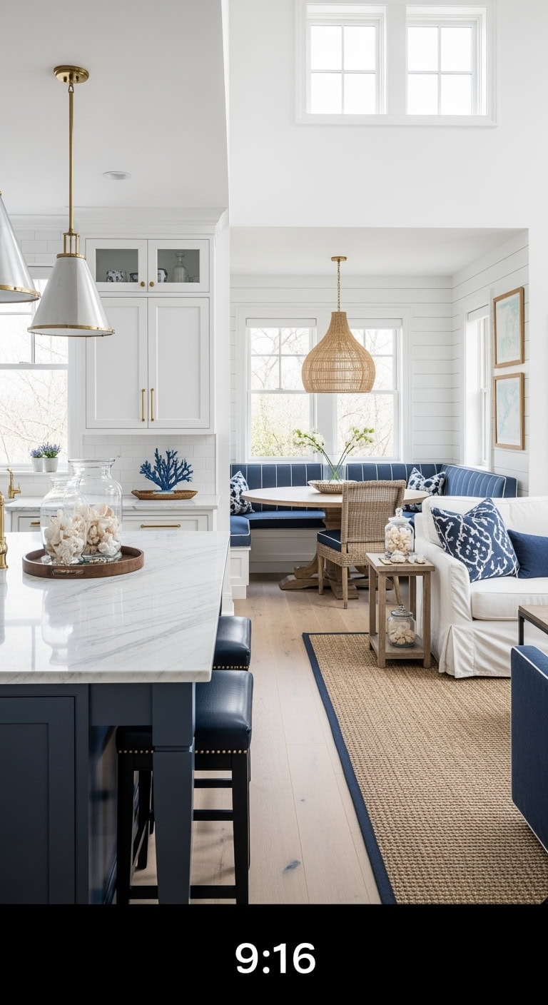 hamptons inspired compact banquette living