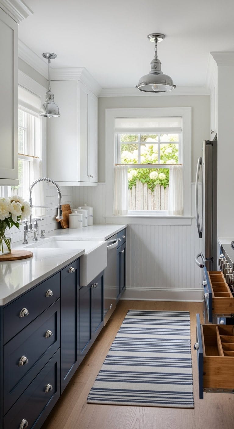 hamptons inspired compact kitchen design