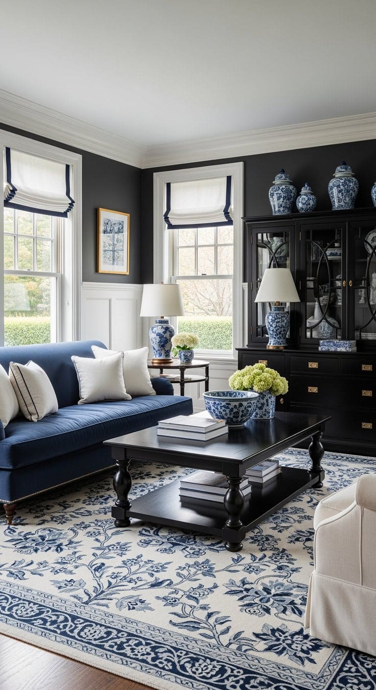 hamptons inspired navy white contrast