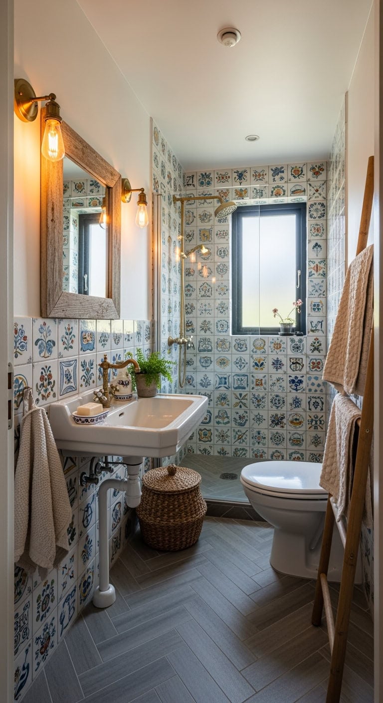 hand painted scandinavian folk tiles