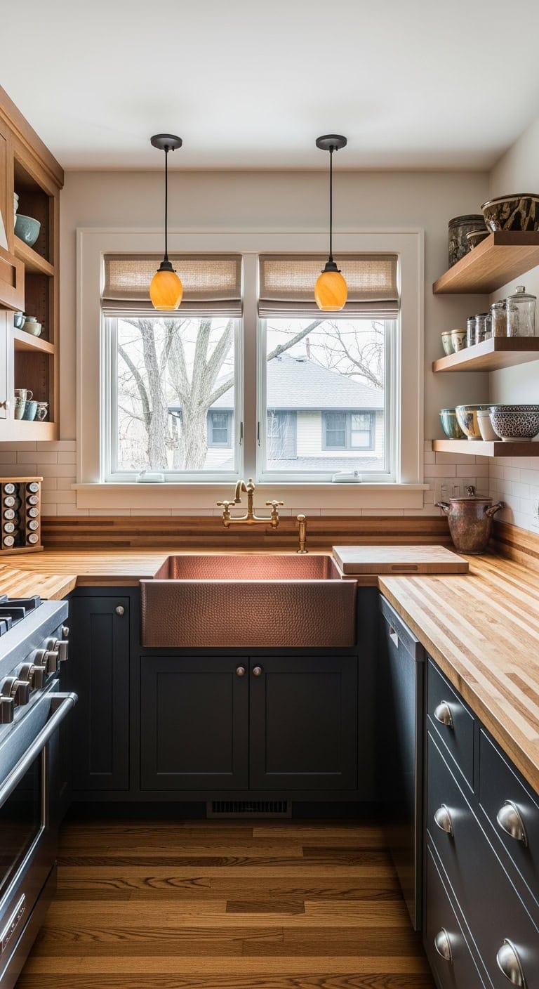 handcrafted edge grain wood counters
