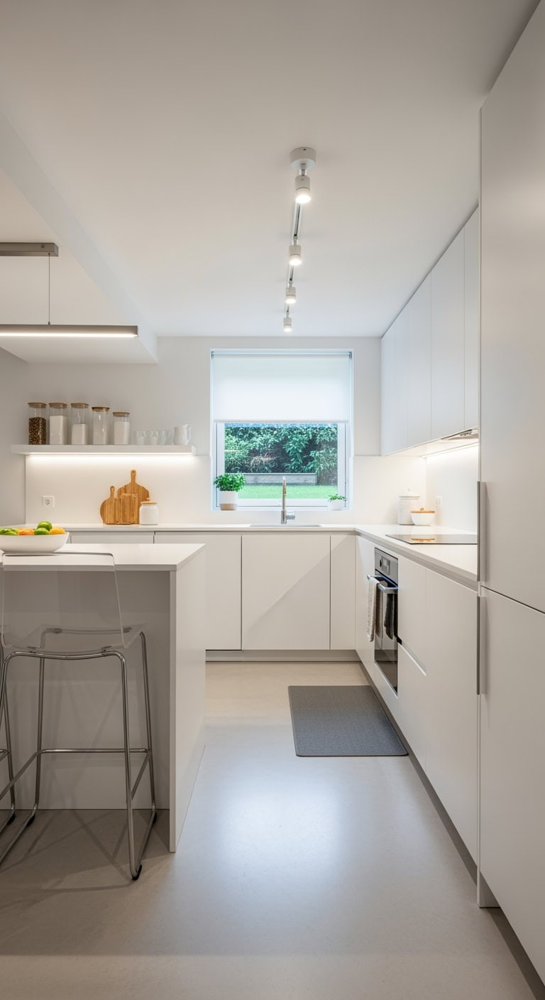 handleless minimalist basement kitchen