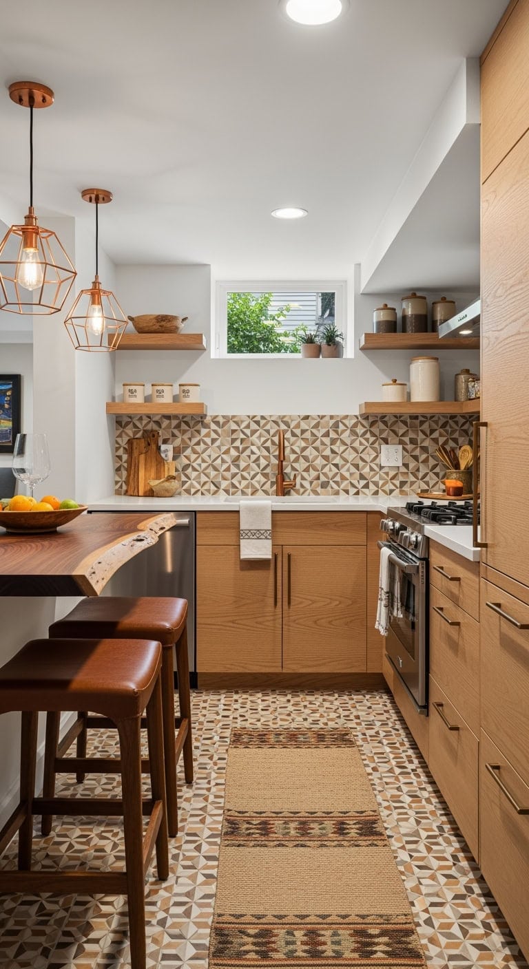 horizontal wood grain prairie kitchen