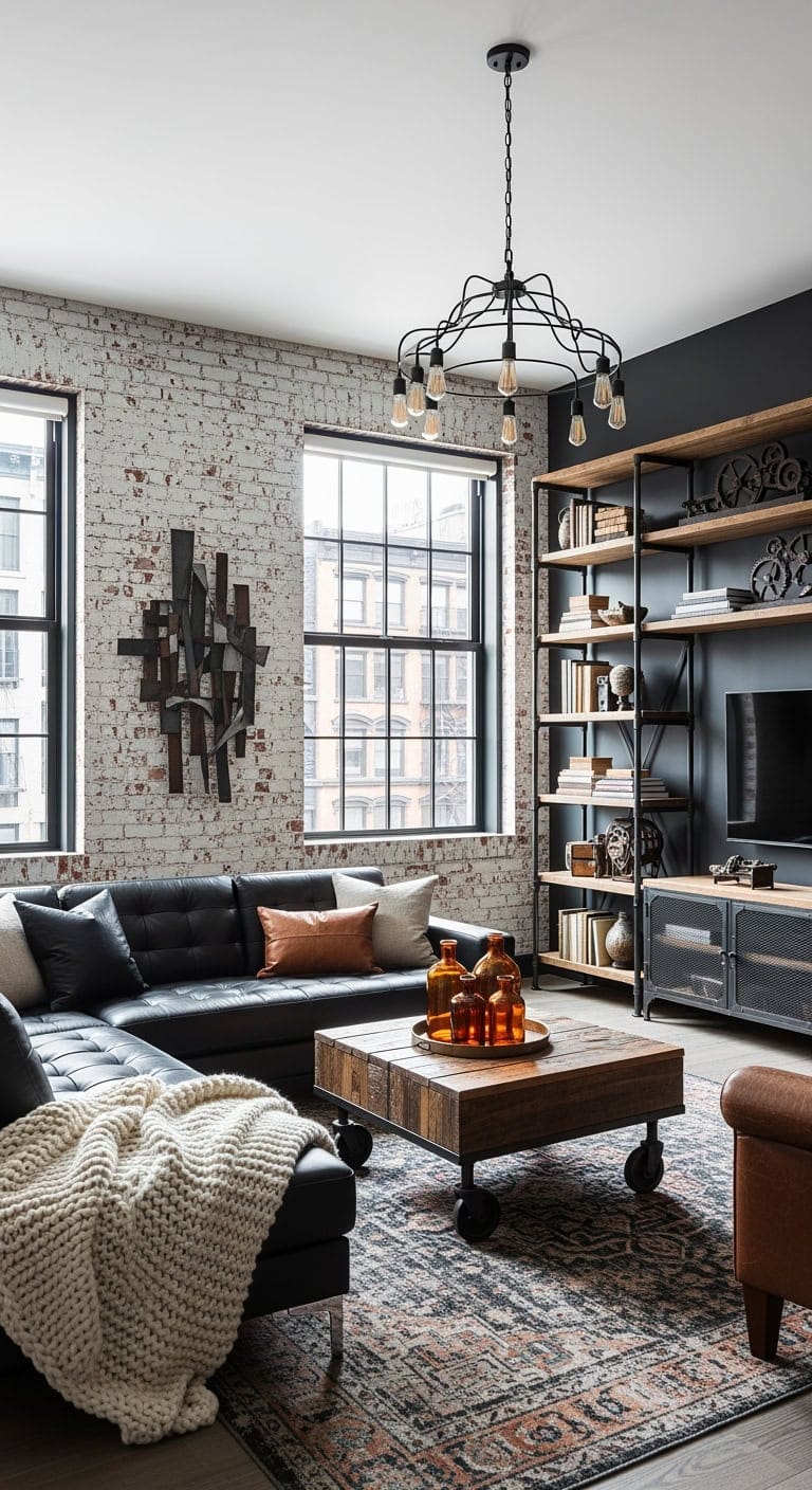industrial black leather loft ambiance
