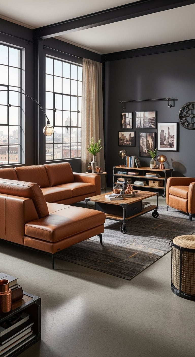 industrial black steel with tan