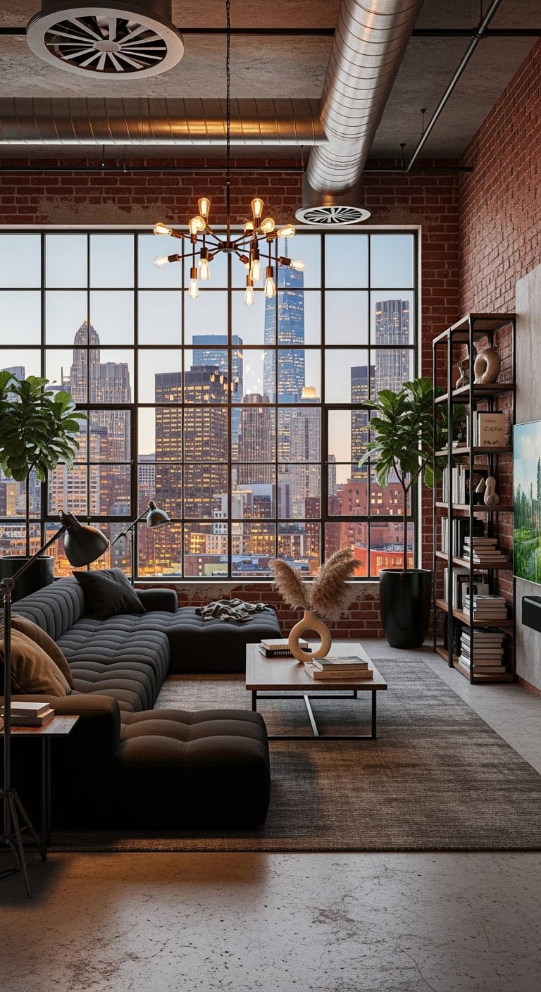 industrial chic black sectional loft