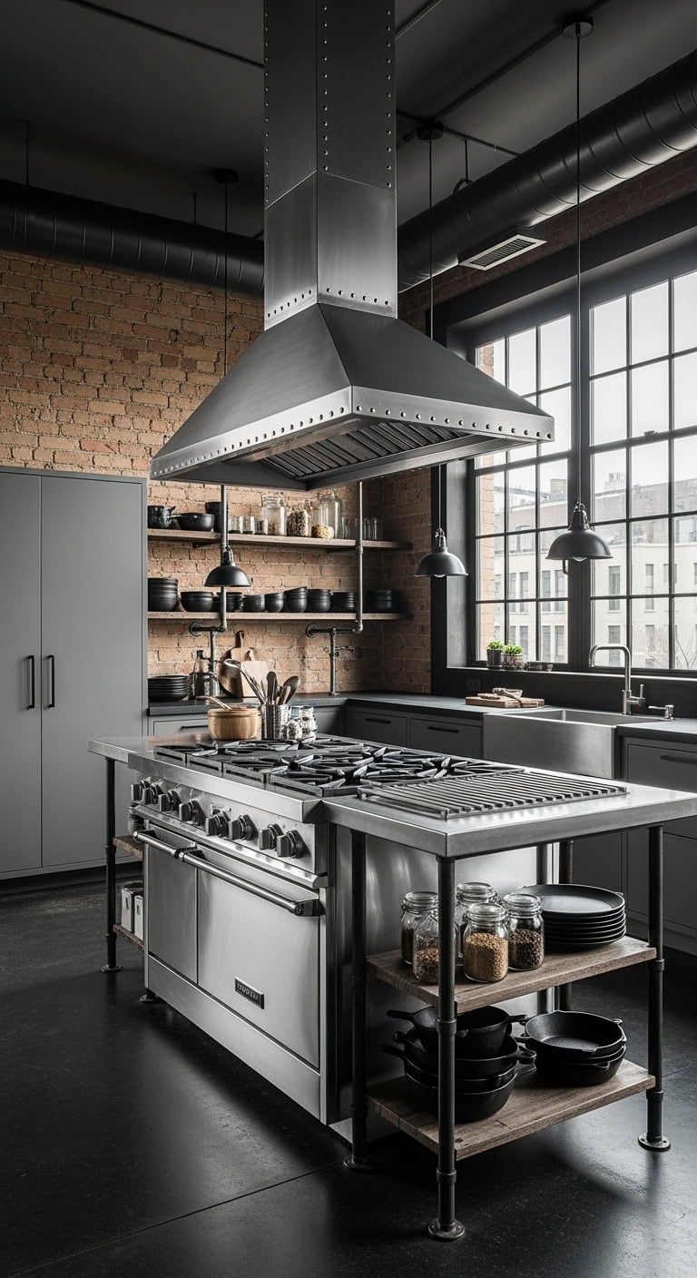 industrial exposed bulb kitchen makeover