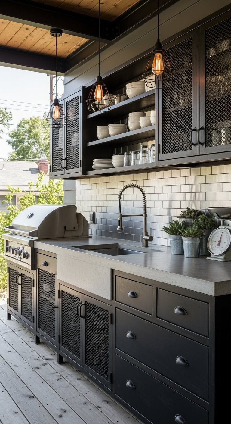 industrial inspired concrete and metal