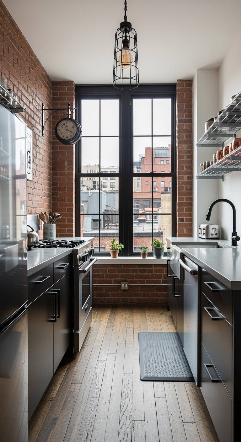 industrial loft inspired compact kitchen