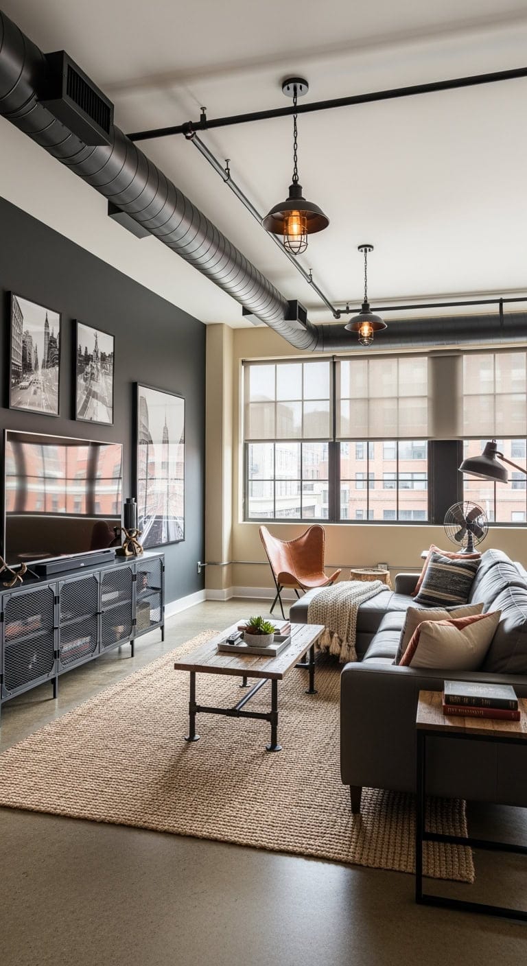industrial loft with exposed ducts