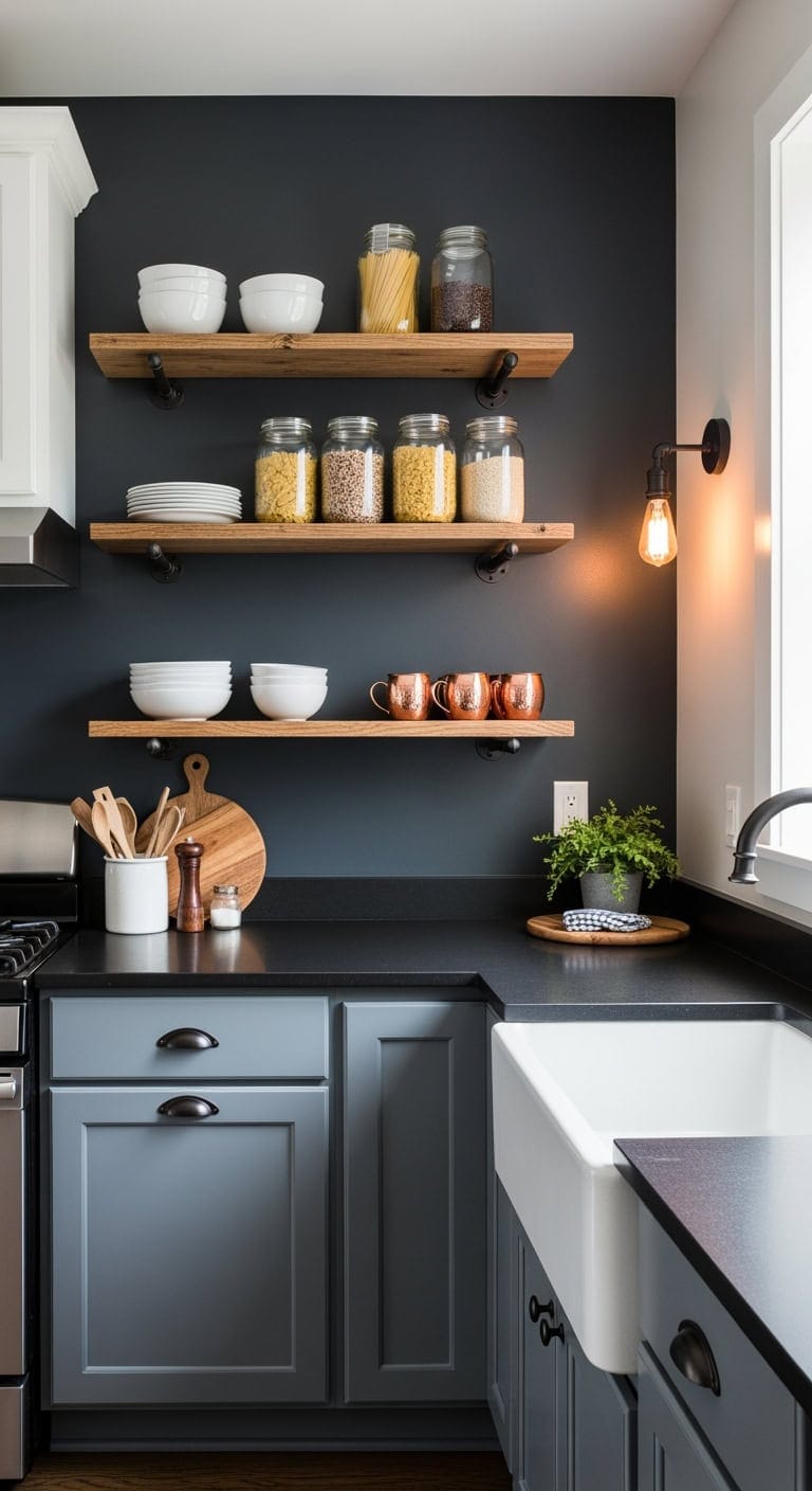 industrial reclaimed wood shelving