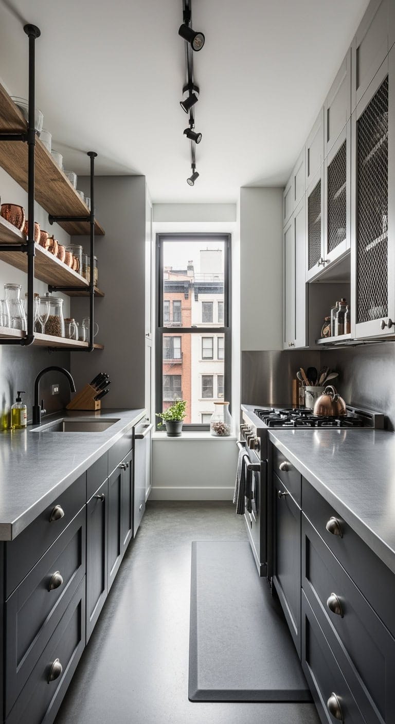 industrial stainless steel compact kitchen