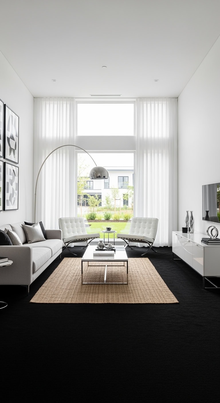 jet black carpet white walls