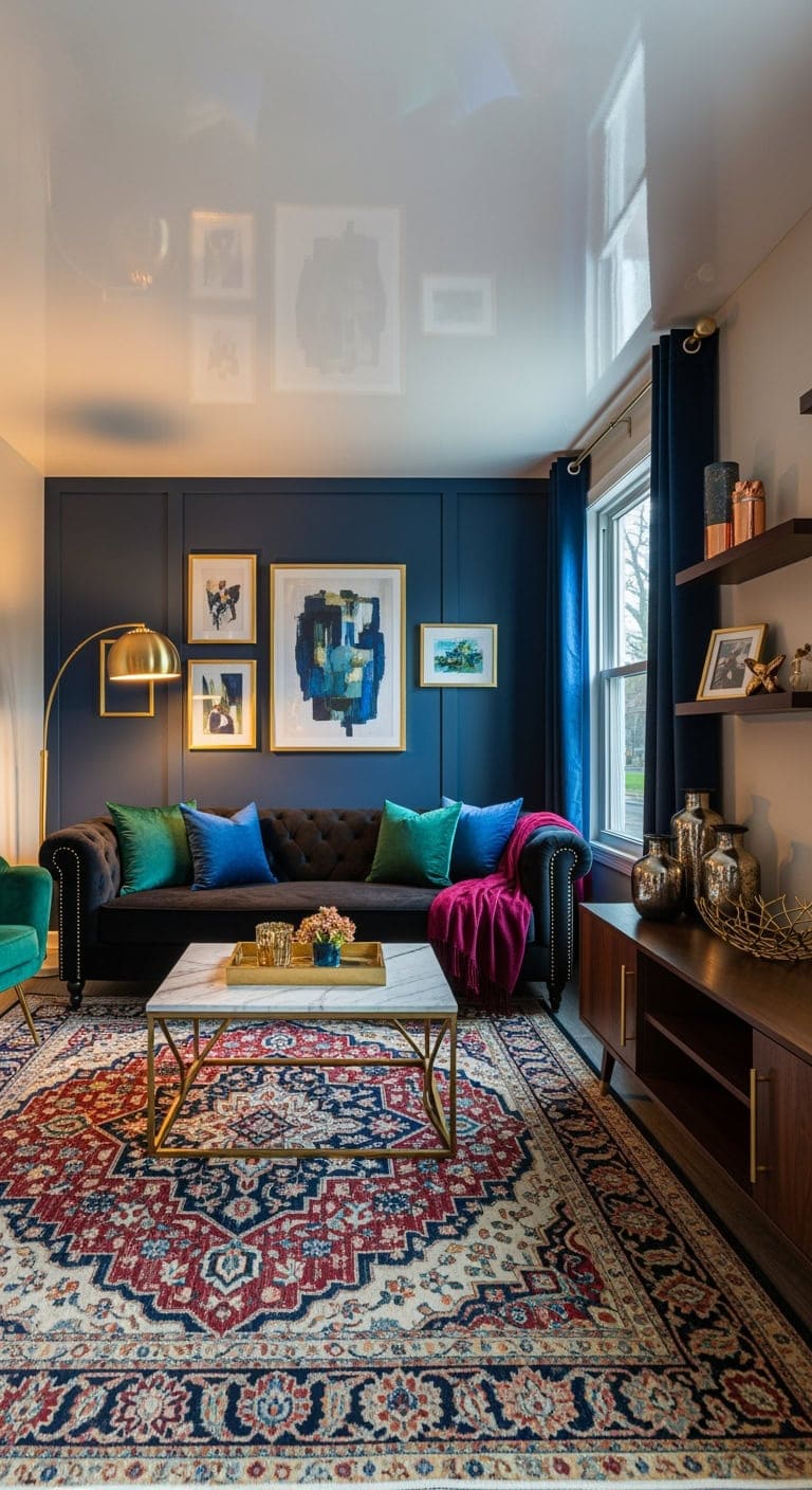 jewel toned glam black sofa