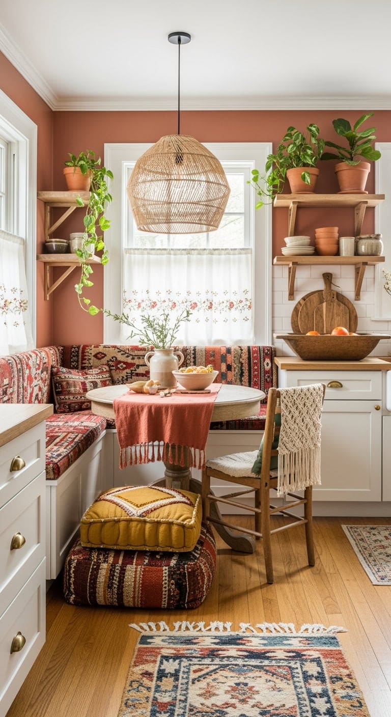 layered maximalist boho kitchen