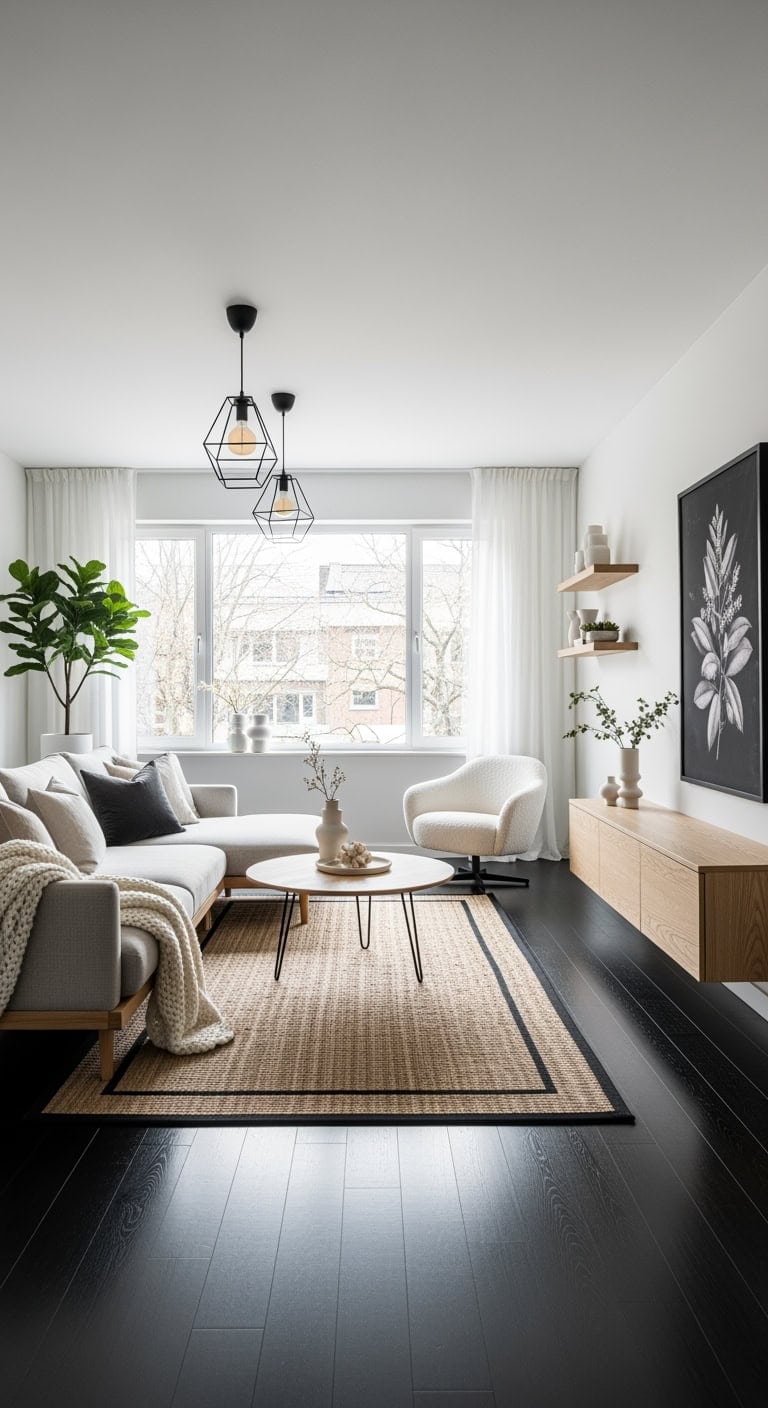 light oak matte black floors