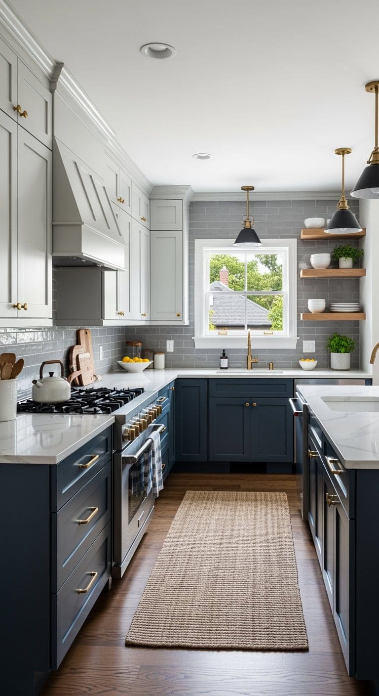 light upper dark lower cabinetry