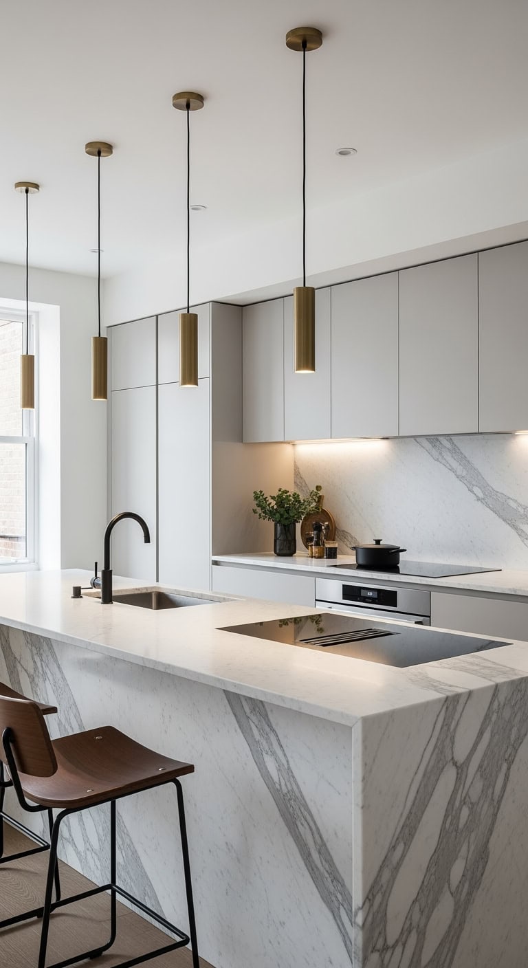 light wood farmhouse peninsula