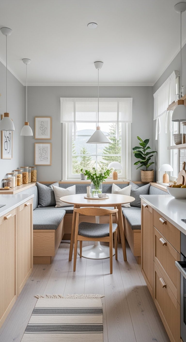 light wood scandinavian breakfast nook