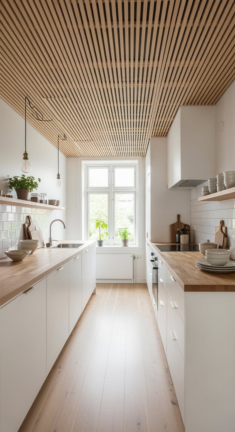 light wood slats ceiling