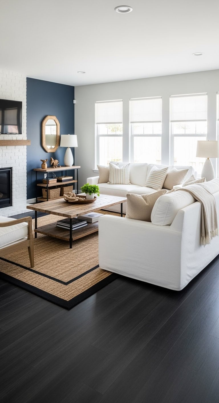 linen slipcovers black floors