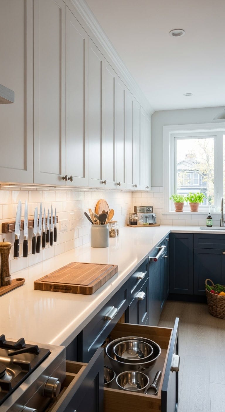 magnetic walnut knife organization