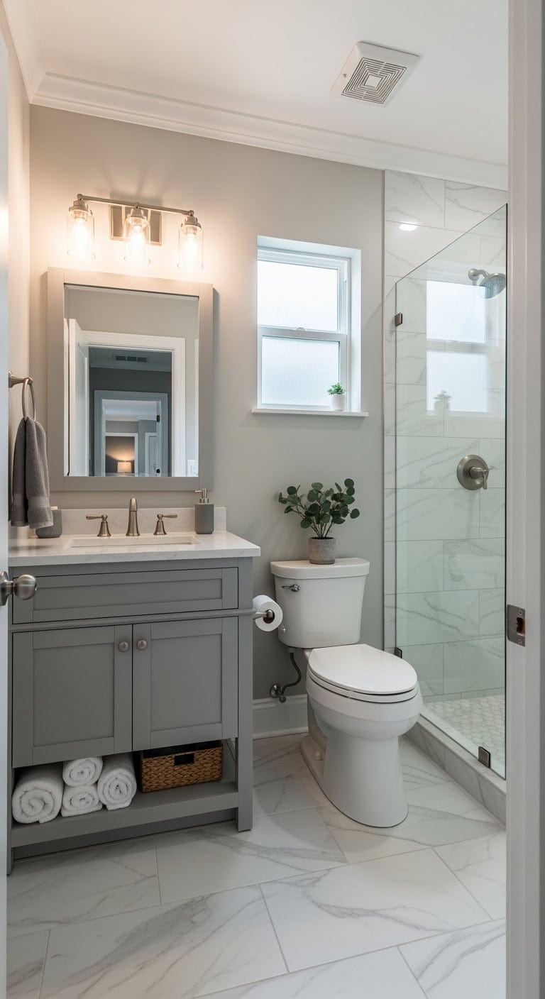 marble look porcelain with nickel