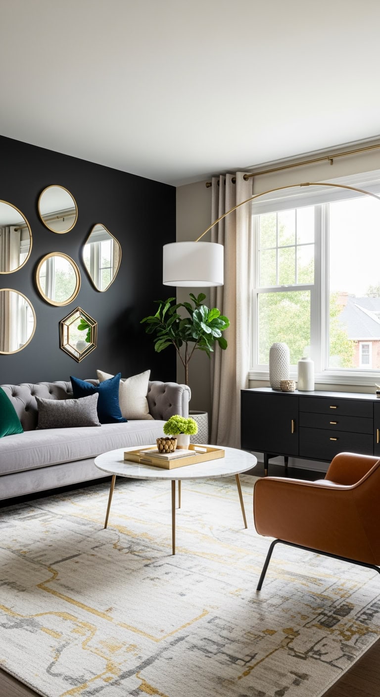 matte black brass mirrorwall