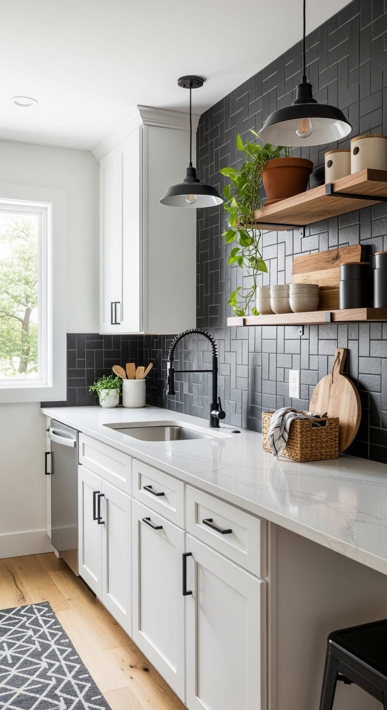 matte black fixtures high contrast elegance