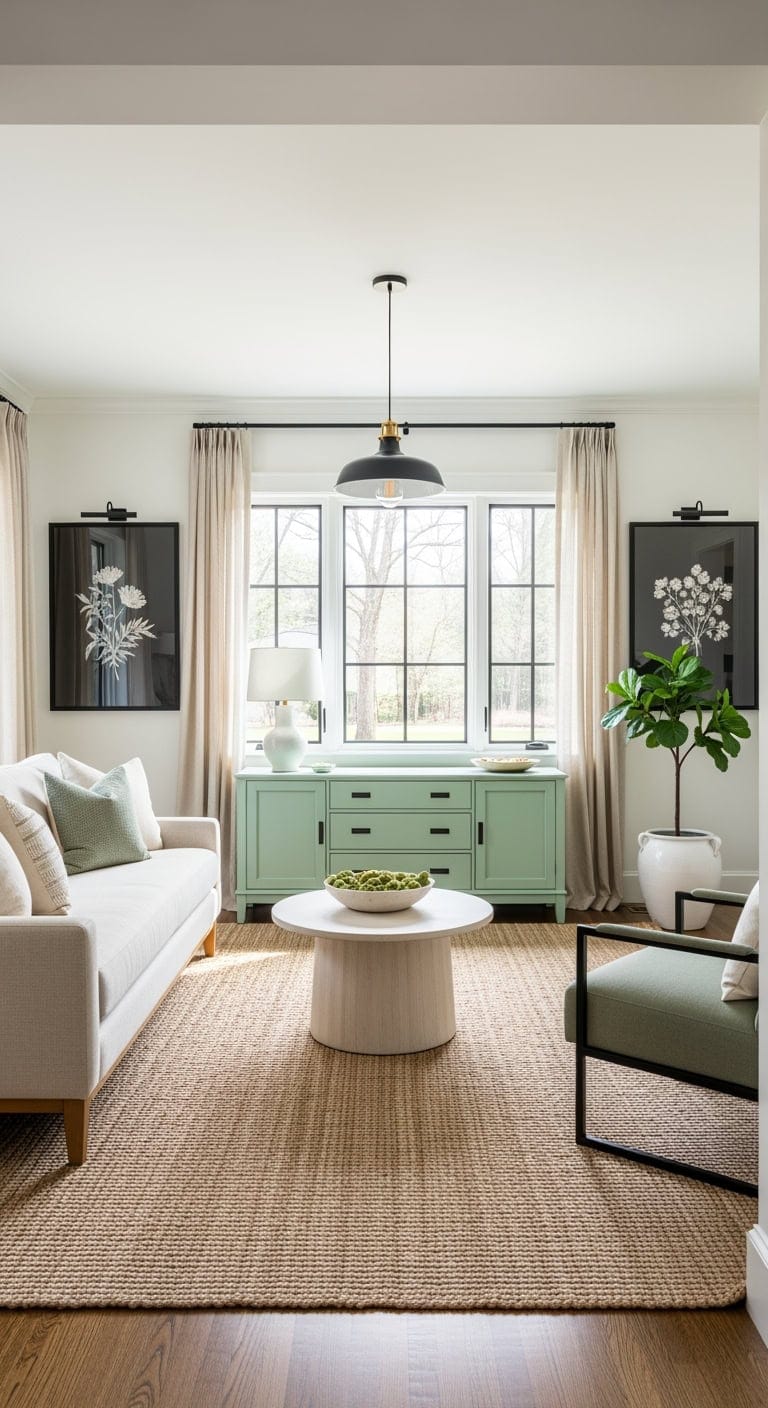 matte black hardware celery green furniture