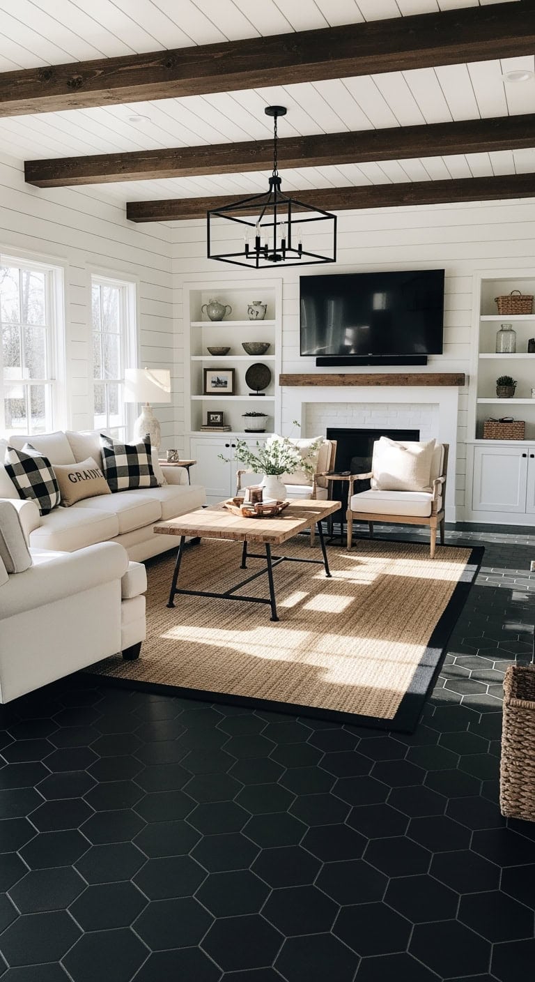 matte black hexagon farmhouse