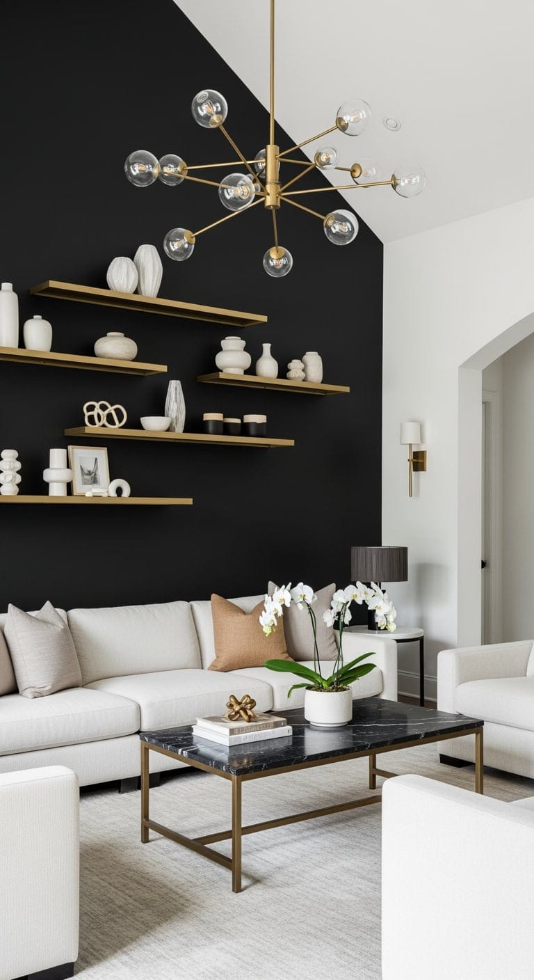 matte black with gold shelves