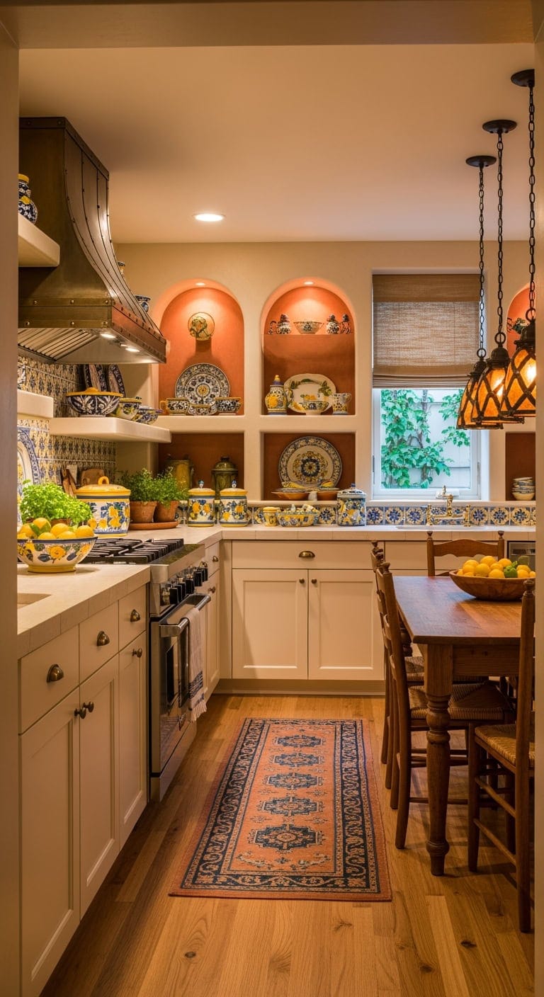 mediterranean arched niche kitchen