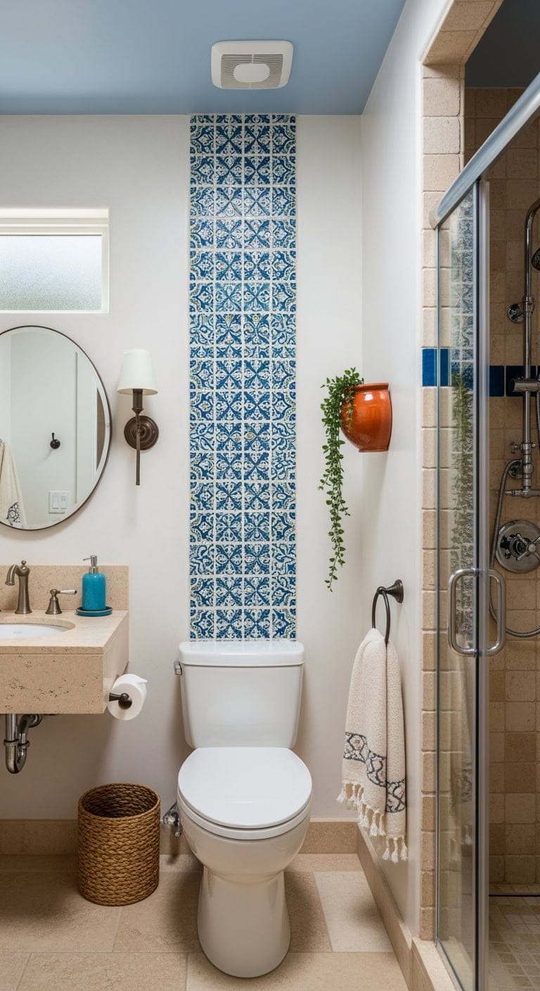 mediterranean mosaic toilet nook