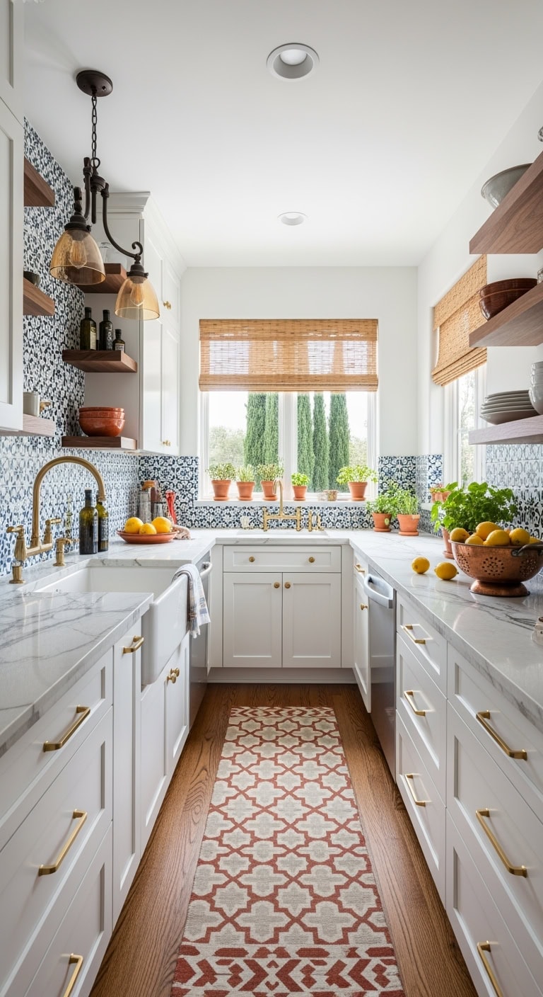 mediterranean narrow kitchen makeover