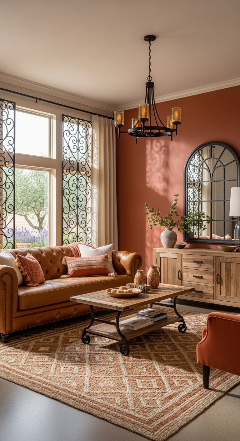 mediterranean terracotta iron scrollwork